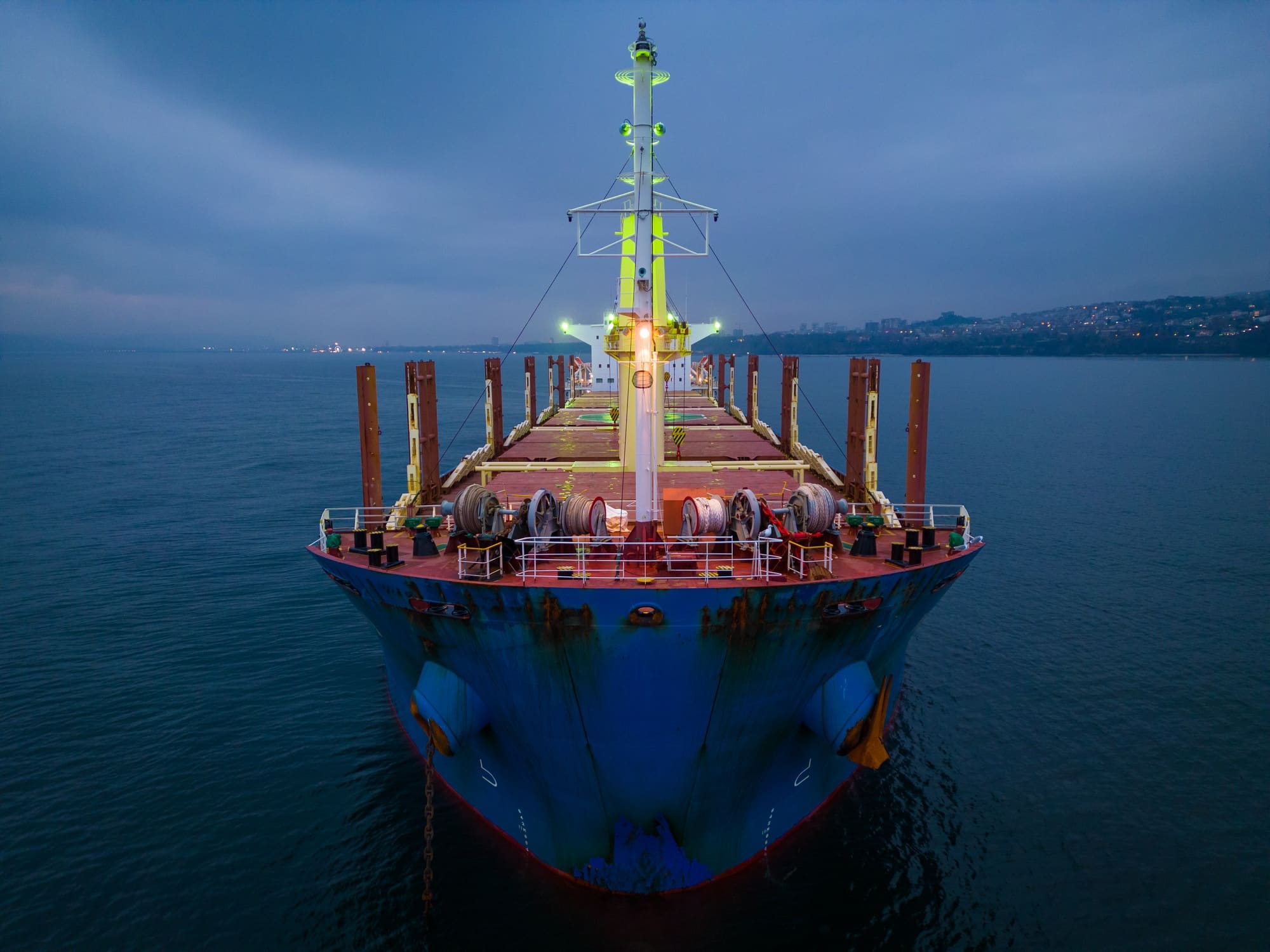 Aerial View of a Ship on the Ocean Surface