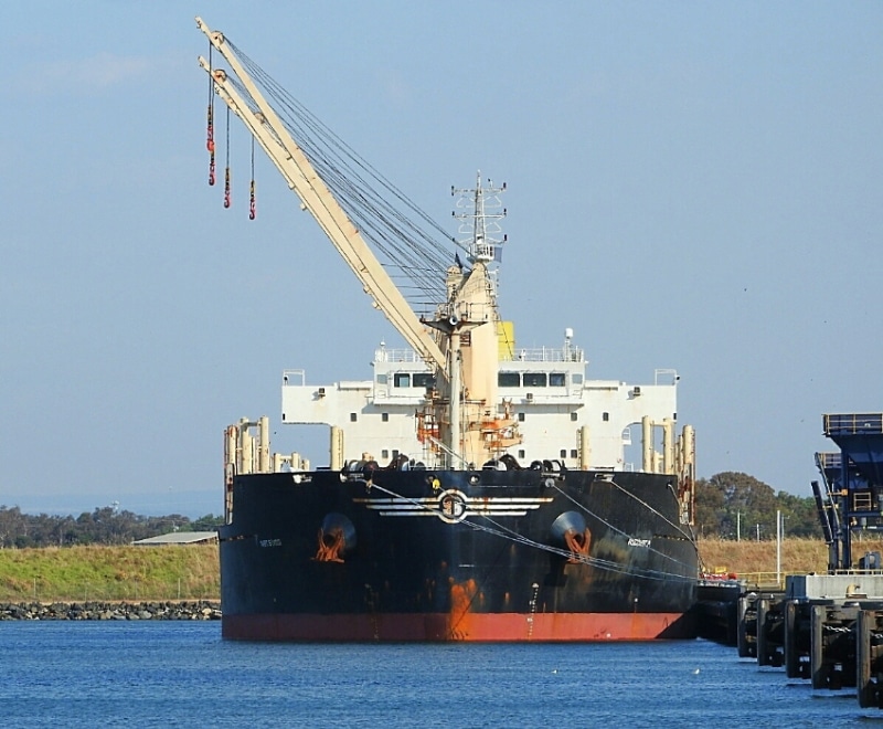 Front View of a Bulk Carrier Vessel